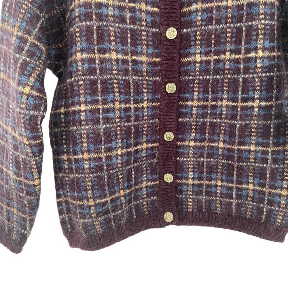 Equorian Heritage Mohair Blend Vintage Cardigan Sweater Medium Burgundy - Picture 4 of 9
